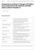 Managerial Accounting for Managers 6th Edition EXAM QUESTIONS AND VERIFIED ANSWERS &lpar;2025&rpar; ALREADY GRADED A&plus;