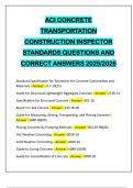 ACI CONCRETE TRANSPORTATION CONSTRUCTION INSPECTOR STANDARDS QUESTIONS AND CORRECT ANSWERS 2025&sol;2026