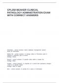 CPL250 BEAKER CLINICAL PATHOLOGY ADMINISTRATION EXAM WITH CORRECT ANSWERS