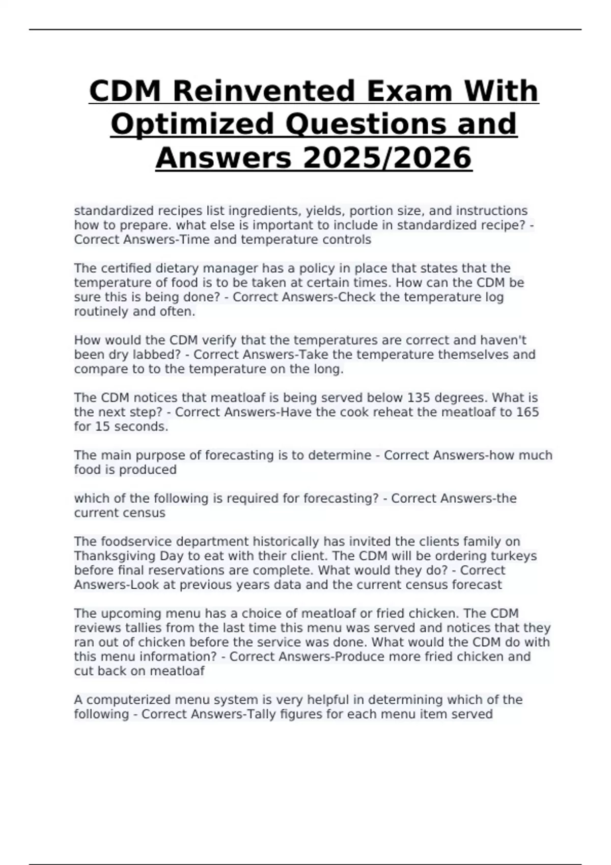 CDM – Reinvented Exam with Optimized Questions and Answers (2025/2026 ...