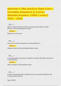 Hartman's CNA practice State Exam &sol; Complete Questions & Correct Detailed Answers &lpar;100&percnt; Correct&rpar; 2025 &sol; 2026&period;