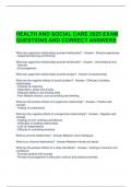 HEALTH AND SOCIAL CARE 2025 EXAM QUESTIONS AND CORRECT ANSWERS 