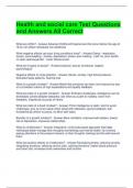 Health and social care Test Questions and Answers All Correct 