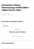 Introductory Clinical Pharmacology Twelfth Edition Walters Kluwer Chpt 1 Complete questions and verified answers 2025 update