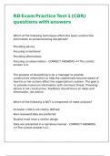 RD Exam Practice Test 1 &lpar;CDR&rpar; questions with answers