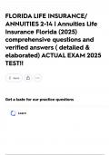 FLORIDA LIFE INSURANCE&sol; ANNUITIES 2-14 &vert; Annuities Life Insurance Florida &lpar;2025&rpar; comprehensive questions and verified answers &lpar; detailed & elaborated&rpar; ACTUAL EXAM 2025 TEST&excl;&excl;