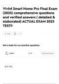 Vivint Smart Home Pro Final Exam &lpar;2025&rpar; comprehensive questions and verified answers &lpar; detailed & elaborated&rpar; ACTUAL EXAM 2025 TEST&excl;&excl;