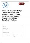 Chem 120 Exam &num;4 Multiple Choice Questions And Answers Latest Updates 2025&sol;2026 With Correct Answers 100&percnt; With Complete Solutions 