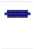 Biological Psychology &vert; 13th Edition James W&period; Kalat TEST BANK