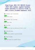 Final Exam&colon; BIO 319&sol; BIO319 &lpar;Latest 2025&sol; 2026 Update&rpar; Applied Nutrition Guide&vert; Questions & Answers&vert; Grade A&vert; 100&percnt; Correct &lpar;Verified Solutions&rpar;- GCU