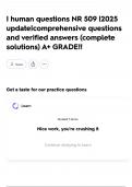 I human questions NR 509 &vert;2025 update&vert;comprehensive questions and verified answers &lpar;complete solutions&rpar; A&plus; GRADE&excl;&excl;