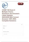 CHEM 120 Exam 6 Multiple Choice Questions And Answers Latest Updates 2025&sol;2026 With Correct Answers 100&percnt; With Complete Solutions 