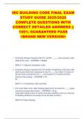 IRC BUILDING CODE FINAL EXAM  STUDY GUIDE 2025&sol;2026  COMPLETE QUESTIONS WITH  CORRECT DETAILED ANSWERS &vert;&vert;  100&percnt; GUARANTEED PASS  <BRAND NEW VERSION> 