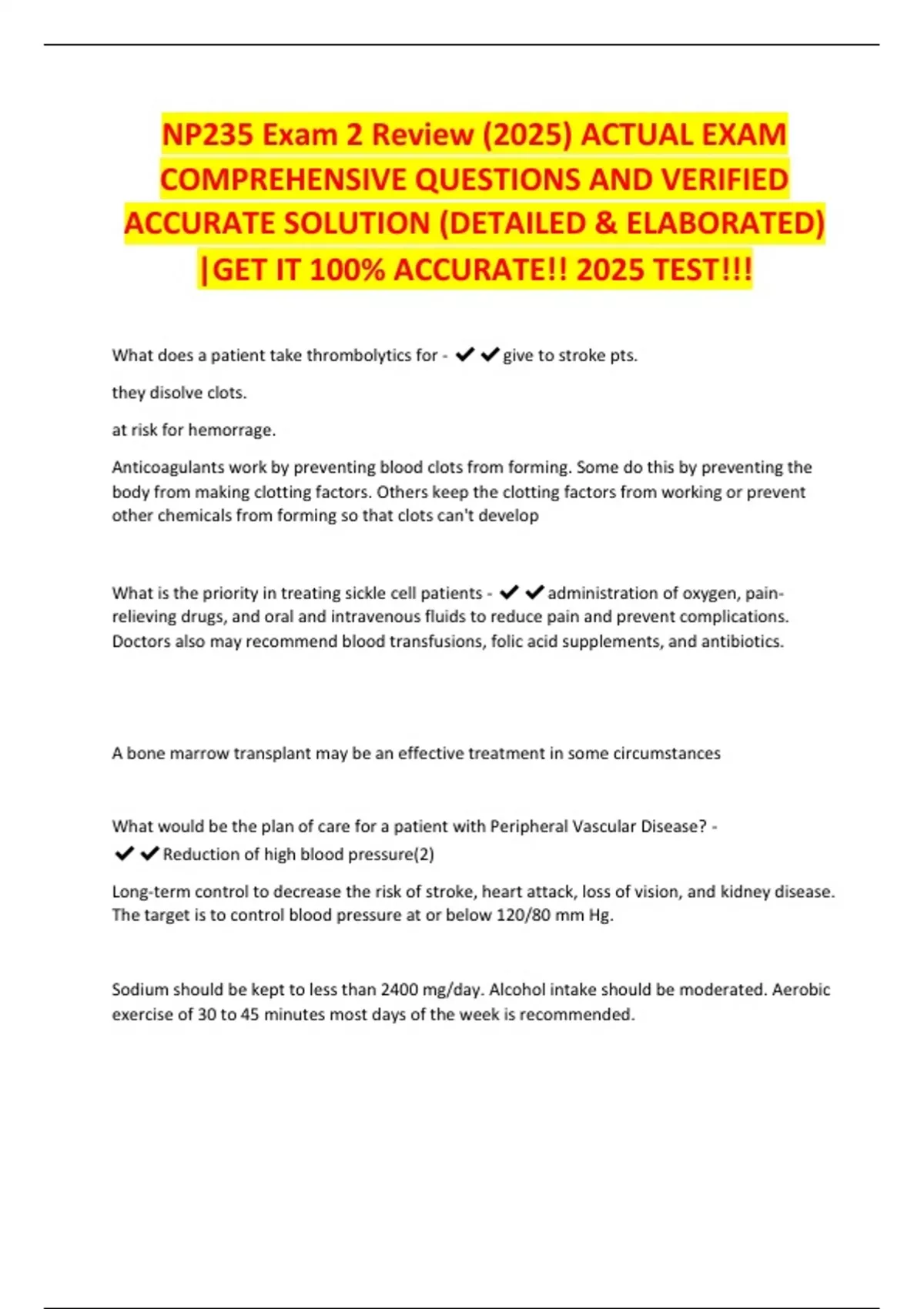 NP235 Exam 2 Review (2025) ACTUAL EXAM COMPREHENSIVE QUESTIONS AND ...