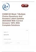 CHEM120 Week 7 Multiple Choice Questions And Answers Latest Updates 2025&sol;2026 With Correct Answers 100&percnt; With Complete Solutions 