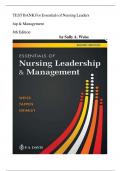 TEST BANK For Essentials of Nursing Leadership & Management 8th Edition 2024&comma; by Sally A&period; Weiss&comma; Verified Chapters 1 - 16&comma; Complete Newest Version