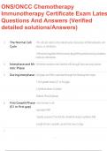 ONS&sol;ONCC Chemotherapy Immunotherapy Certificate Exam Latest Questions And Answers &lpar;Verified detailed solutions&sol;Answers&rpar;