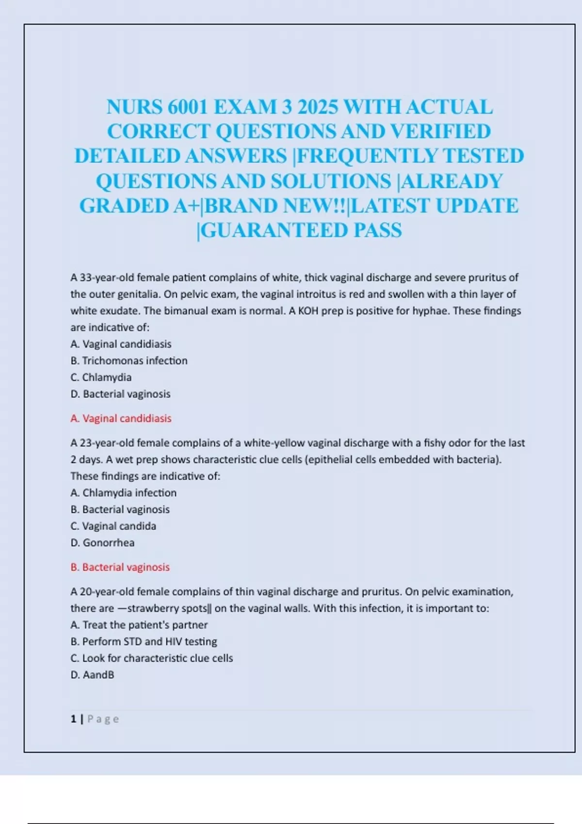 NURS 6001 EXAM 3 2025 WITH ACTUAL CORRECT QUESTIONS AND VERIFIED ...