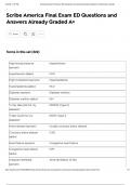 ScribeAmerica Final Exam ED &lpar;2025&rpar; comprehensive questions and verified answers &lpar; detailed & elaborated&rpar; ACTUAL EXAM 2025 TEST&excl;&excl;