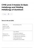 CWB Level 3 Module 24 Basic Metallurgy and Welding Metallurgy of Aluminum &lpar;2025&rpar; comprehensive questions and verified answers &lpar; detailed & elaborated&rpar; ACTUAL EXAM 2025 TEST&excl;&excl;
