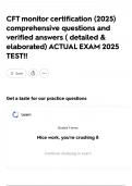 CFT monitor certification &lpar;2025&rpar; comprehensive questions and verified answers &lpar; detailed & elaborated&rpar; ACTUAL EXAM 2025 TEST&excl;&excl;