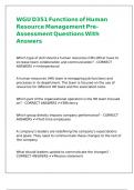 WGU D351 Functions of Human Resource Management Pre-Assessment Questions With Answers