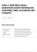 CQM-C 2025 REAL EXAM QUESTIONS &vert;MOST TESTED&vert;AND ANSWERS &lpar; 100&percnt; ACCURATE&rpar; GET IT RIGHT&excl;&excl;