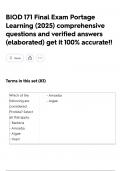 BIOD 171 Final Exam Portage Learning &lpar;2025&rpar; comprehensive questions and verified answers &lpar;elaborated&rpar; get it 100&percnt; accurate&excl;&excl;