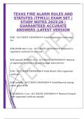 TEXAS FIRE ALARM RULES AND STATUTES &lpar;TFM11&rpar; EXAM SET &vert;STUDY NOTES 202526 &vert;GUARANTEED ACCURATE ANSWERS &vert;LATEST VERSION