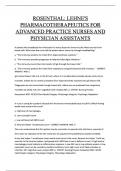 ROSENTHAL&colon; LEHNE'S  PHARMACOTHERAPEUTICS FOR  ADVANCED PRACTICE NURSES AND  PHYSICIAN ASSISTANTS