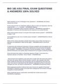 BIO 182 ASU FINAL EXAM QUESTIONS & ANSWERS 100&percnt; SOLVED