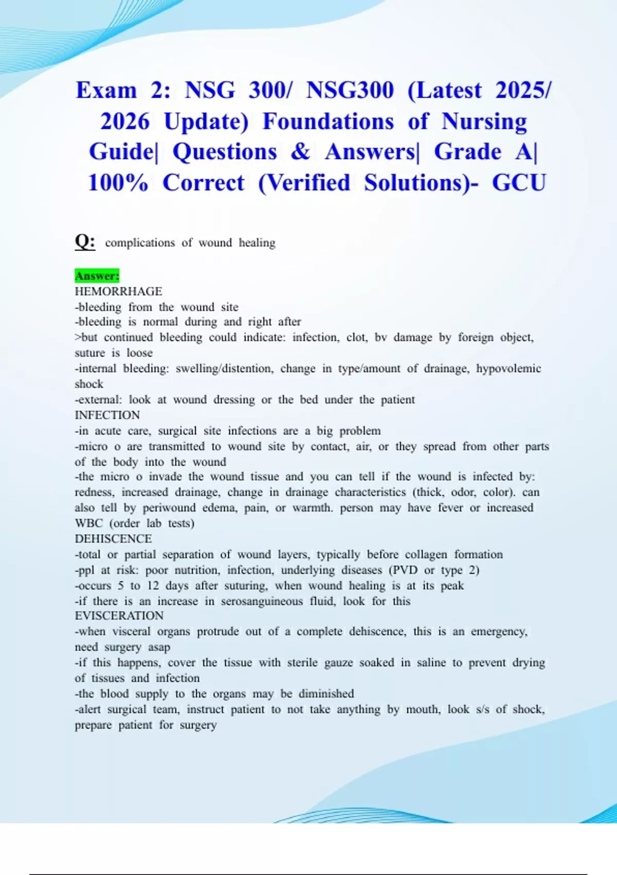 Exam 2: NSG 300/ NSG300 (Latest 2025/ 2026 Update) Foundations of ...