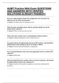 AUMT Practice NHA Exam QUESTIONS AND ANSWERS WITH VERIFIED SOLUTIONS ALREADY PASSED&excl;&excl;&excl;