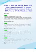 Exam 1&colon; NSG 300&sol; NSG300 &lpar;Latest 2025&sol; 2026 Update&rpar; Foundations of Nursing Review&vert; Questions & Answers&vert; Grade A&vert; 100&percnt; Correct &lpar;Verified Solutions&rpar;- GCU