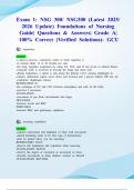 Exam 1&colon; NSG 300&sol; NSG300 &lpar;Latest 2025&sol; 2026 Update&rpar; Foundations of Nursing Guide&vert; Questions & Answers&vert; Grade A&vert; 100&percnt; Correct &lpar;Verified Solutions&rpar;- GCU