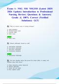 Exam 1&colon; NSG 310&sol; NSG310 &lpar;Latest 2025&sol; 2026 Update&rpar; Introduction to Professional Nursing Review&vert; Questions & Answers&vert; Grade A&vert; 100&percnt; Correct &lpar;Verified Solutions&rpar;- GCU