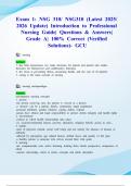 Exam 1&colon; NSG 310&sol; NSG310 &lpar;Latest 2025&sol; 2026 Update&rpar; Introduction to Professional Nursing Guide&vert; Questions & Answers&vert; Grade A&vert; 100&percnt; Correct &lpar;Verified Solutions&rpar;- GCU