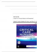 Test Bank For Critical Care Nursing- Diagnosis and Management &comma;9th Edition by Urden Chapter 1-41&period; Complete Guide 2024