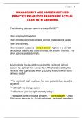 MANAGEMENT AND LEADERSHIP HESI  PRACTICE EXAM 2025 BRAND NEW ACTUAL  EXAM WITH ANSWERS&period;