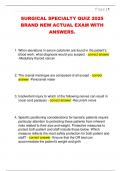 SURGICAL SPECIALTY QUIZ 2025  BRAND NEW ACTUAL EXAM WITH  ANSWERS&period; 