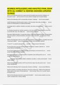 BUSINESS INTELLIGENCE AND ANALYTICS FINAL EXAM WITH ALL CORRECT & VERIFIED ANSWERS &lpar;UPDATED TO PASS&rpar;