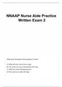 NNAAP Nurse Aide Practice Written Exam 2 &lpar;Questions&rpar; Detailed Answers &lpar;100&percnt; Correct&rpar; with Rationales Rated A&plus;&excl;&excl;&excl;