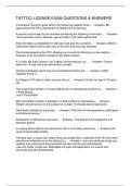 TATTOO LICENSE EXAM QUESTIONS & ANSWERS