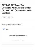  CRT TMC RRT Exam Test Questions And Answers &lpar;2025&rpar; CRT TMC RRT &lpar; A&plus; Graded 100&percnt; Verified&rpar;