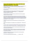 TEXAS FOOD MANAGER FINAL PAPER QUESTIONS AND ANSWERS GUARANTEE A&plus; 2025&sol;2026