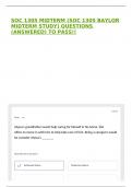 SOC 1305 MIDTERM &lpar;SOC 1305 BAYLOR MIDTERM STUDY&rpar; QUESTIONS &lpar;ANSWERED&rpar; TO PASS&excl;&excl;