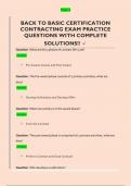 BACK TO BASIC CERTIFICATION  CONTRACTING EXAM PRACTICE  QUESTIONS WITH COMPLETE  SOLUTIONS&excl;&excl; 
