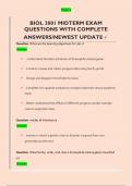 BIOL 3001 MIDTERM EXAM  QUESTIONS WITH COMPLETE  ANSWERS&sol;NEWEST UPDATE