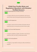 Child Care Facility Rules and  Regulations Questions with Detailed  Verified Answers 