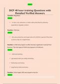 DCF 40 hour training Questions with  Detailed Verified Answers